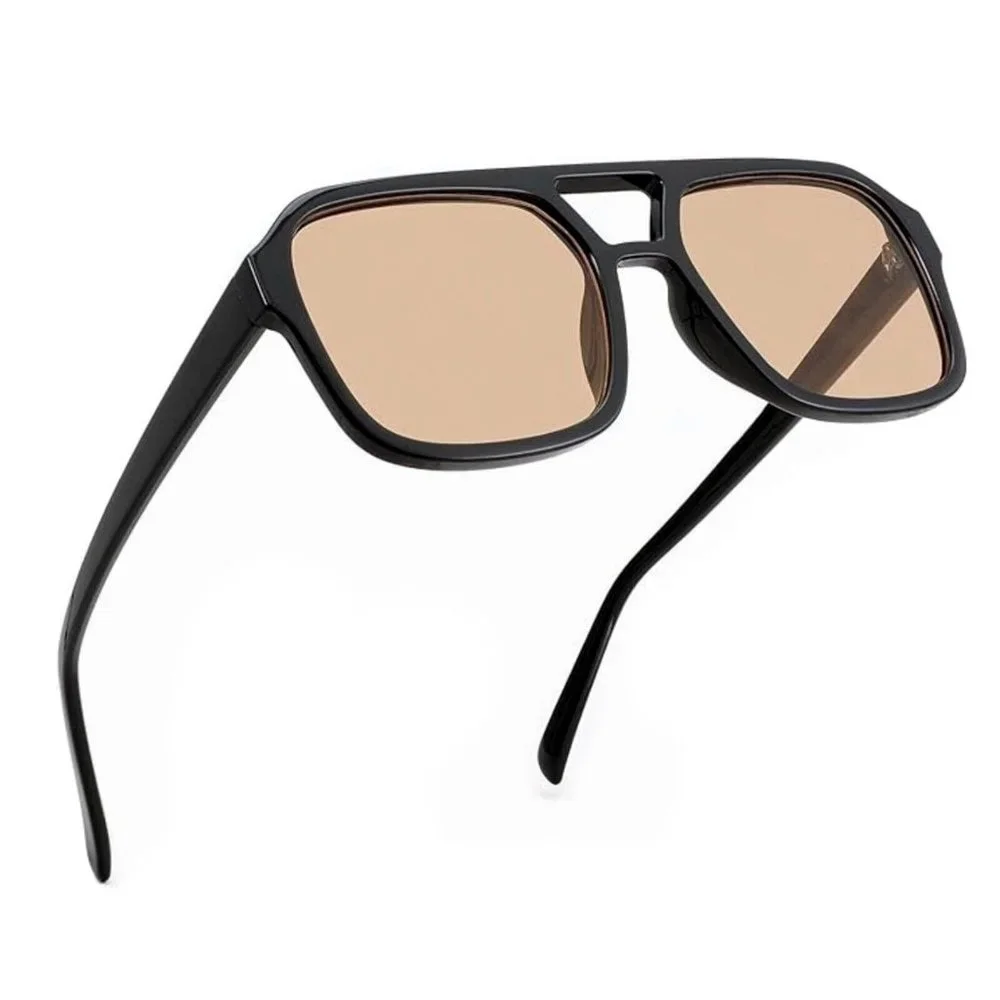 Large Women Men Round Oval Black Plastic Frame Shades Retro Brown Sunglasses